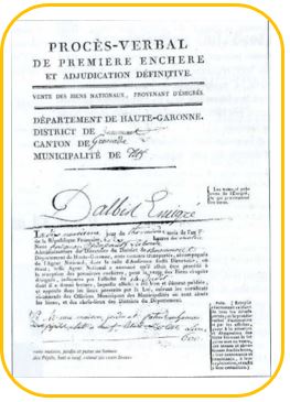 Denis Dalbis-émigré-procès verbal de première enchère
